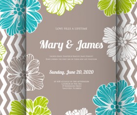 Floral romantic wedding card vectors 02