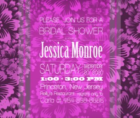 Floral romantic wedding card vectors 03