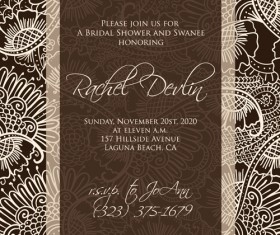 Floral romantic wedding card vectors 05