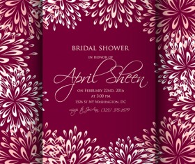 Floral romantic wedding card vectors 06