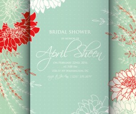 Floral romantic wedding card vectors 07