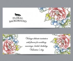 Flower banners hand drawing vector design 01