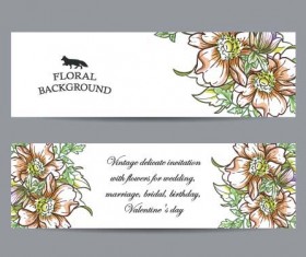 Flower banners hand drawing vector design 02