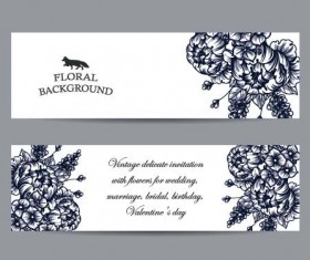 Flower banners hand drawing vector design 04