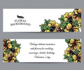 Flower banners hand drawing vector design 05