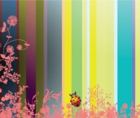 Flowers and insects background vector