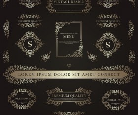 Frame with golden decorative vector material 01