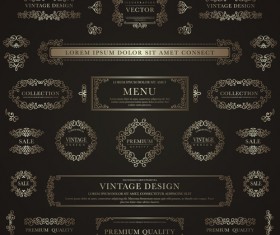 Frame with golden decorative vector material 03