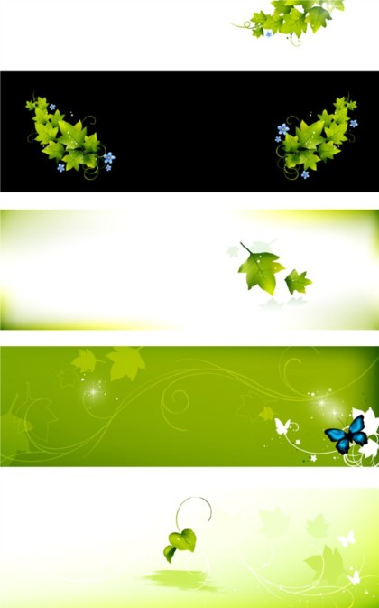 Fresh green leafy banner vector design