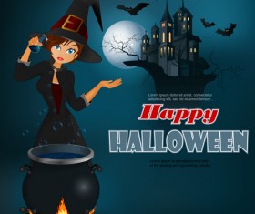 Full Moon with Halloween background vector set 01