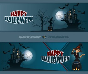Full Moon with Halloween background vector set 02