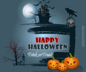 Full Moon with Halloween background vector set 03
