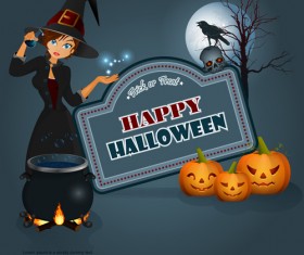 Full Moon with Halloween background vector set 04