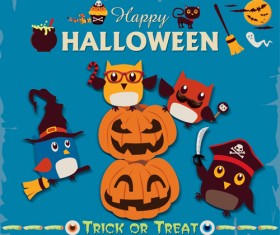 Funny halloween night poster vectors 01