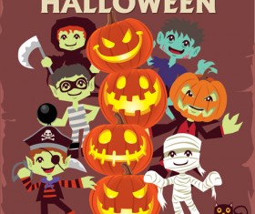 Funny halloween night poster vectors 03