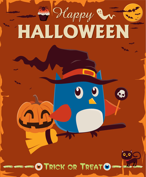 Funny halloween night poster vectors 04
