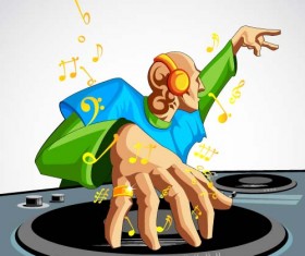 Funny music DJ vector illustration 01