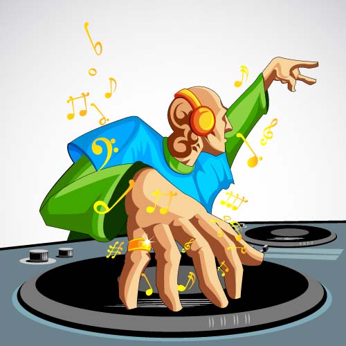 Funny music DJ vector illustration 01