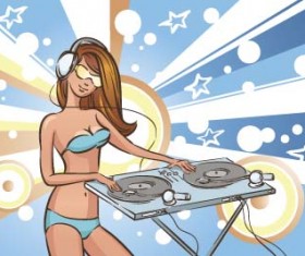 Funny music DJ vector illustration 02