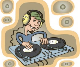 Funny music DJ vector illustration 03