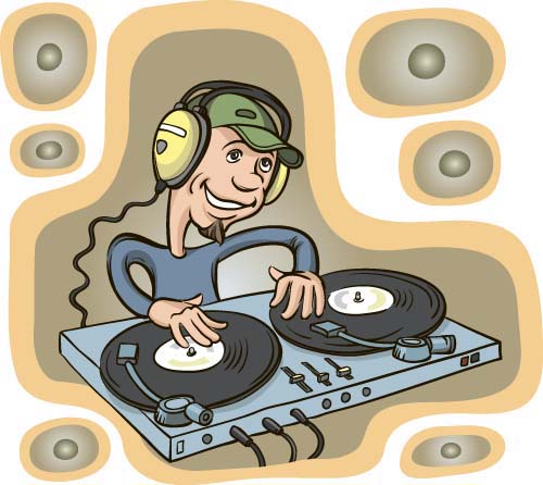 Funny music DJ vector illustration 03