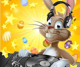 Funny music DJ vector illustration 04