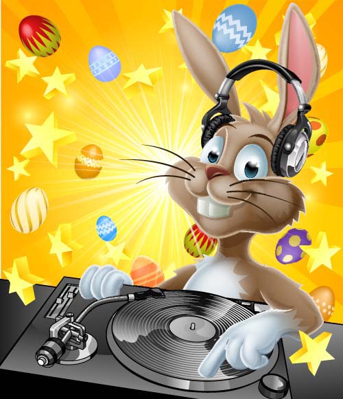 Funny music DJ vector illustration 04