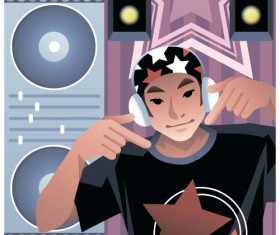 Funny music DJ vector illustration 05