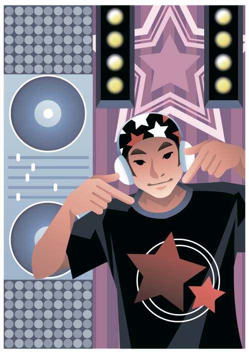 Funny music DJ vector illustration 05