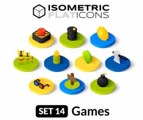 Games Isometric flat icons vector 01