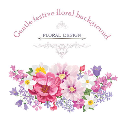 Gentle flower background vector 03