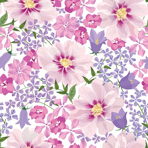 Gentle flower vector seamless pattern 01