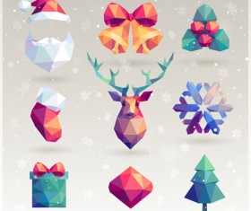 Geometric shapes christmas ornaments vectors set