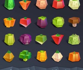 Geometric shapes vegetable icons vector