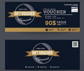 Gift voucher vintage vectors 08