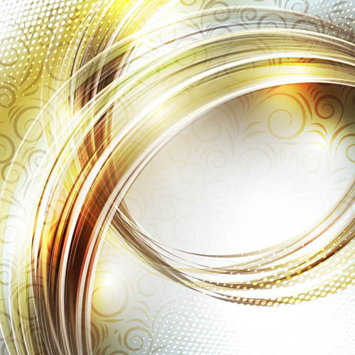 Golden dynamic lines background shiny vector