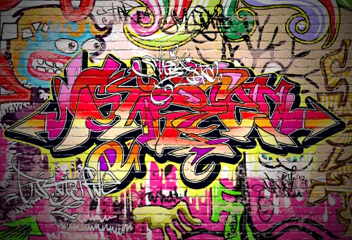 Graffiti wall design vector material 02