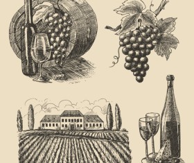 Grapes with farm vector material 02