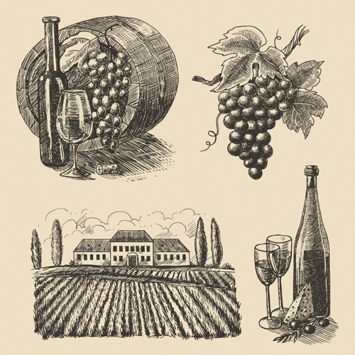 Grapes with farm vector material 02