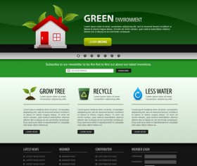 Green environment style website template vector 01