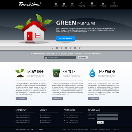 Green environment style website template vector 02
