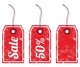 Grunge red tags vector