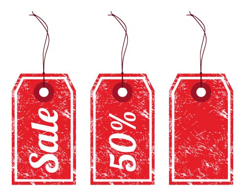 Grunge red tags vector