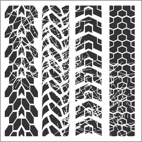Grunge tire tracks design vector 01