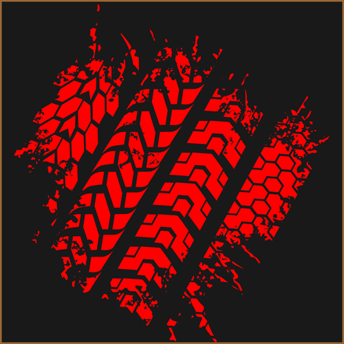 Grunge tire tracks design vector 04