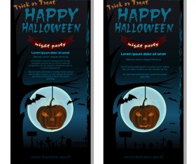 Halloween night party poster banners vector