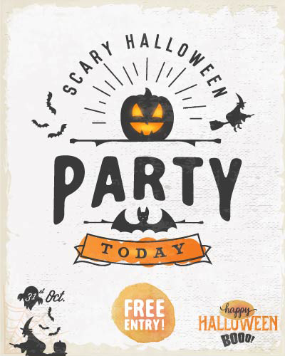Halloween party night poster vintage vector material 01