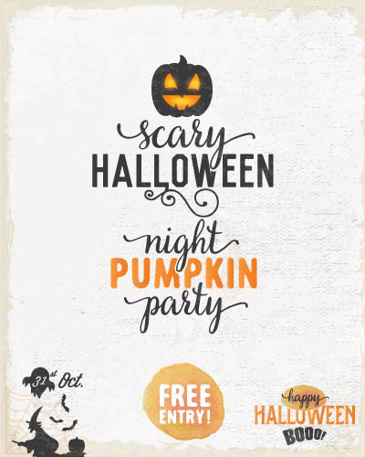 Halloween party night poster vintage vector material 02