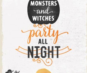 Halloween party night poster vintage vector material 03