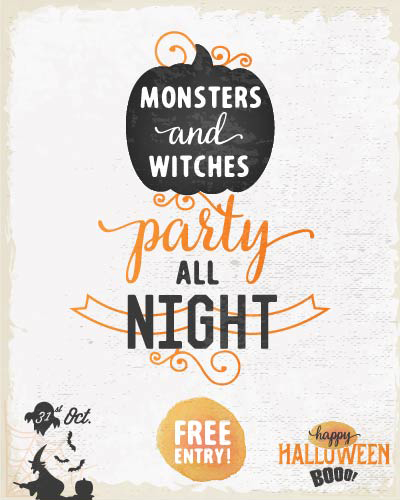 Halloween party night poster vintage vector material 03